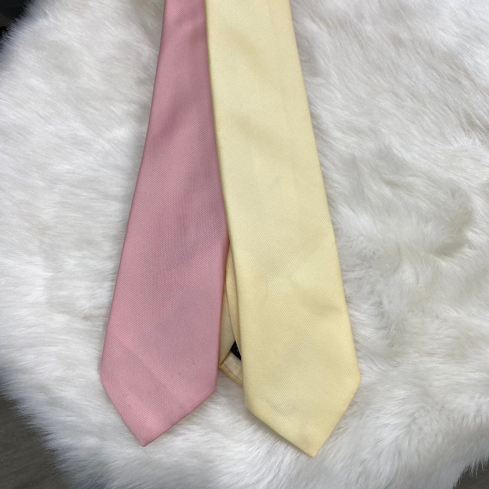 Pair of Ketch Neckties 100% Polyester Pink & Yellow 3" Wide X 57" Long - Picture 1 of 6